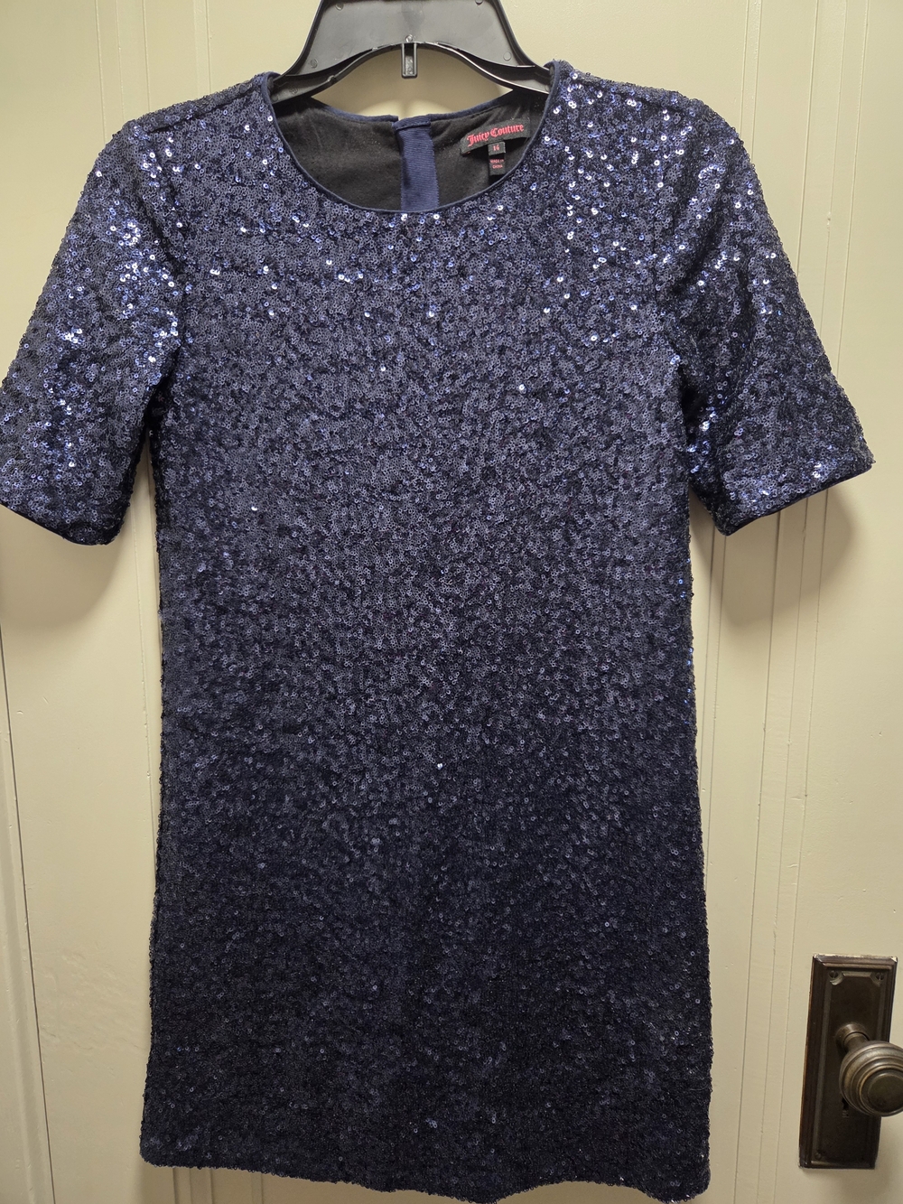Juicy Couture Navy Sequin Dress Short Women's Size 14 Cocktail Dress